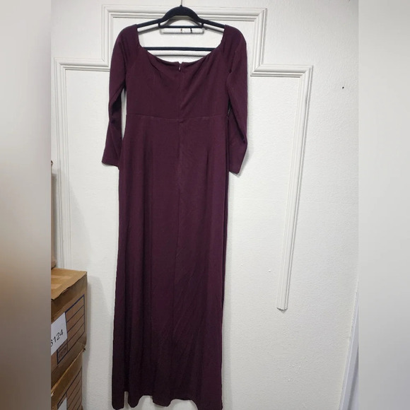 Lulus Alluring Sophistication Dark Plum Off-the-Shoulder Maxi Dress XL Wedding - Picture 8 of 9
